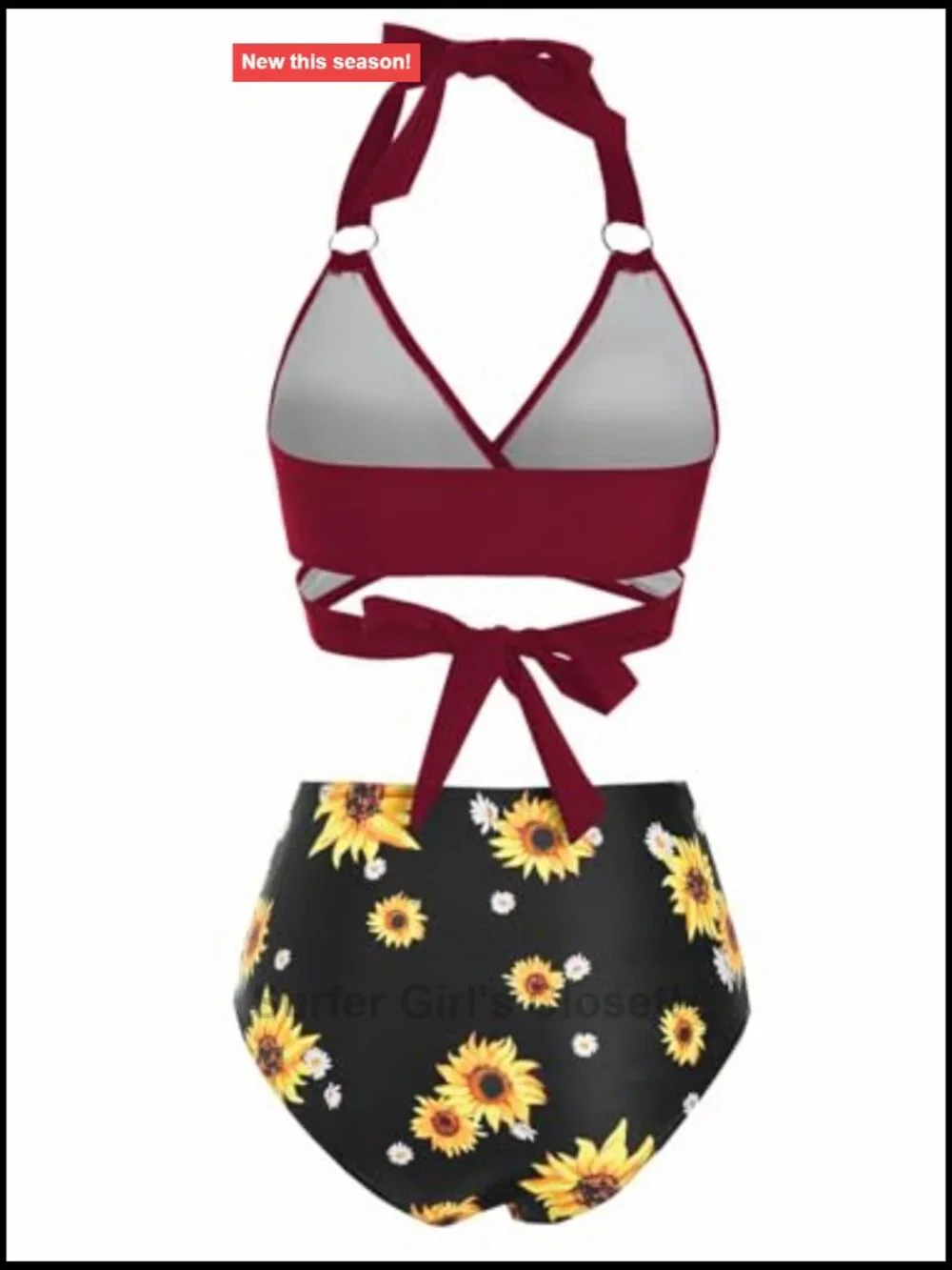 High Waisted Wrap Bikini Set - Halter Tie Tummy Control Swimwear